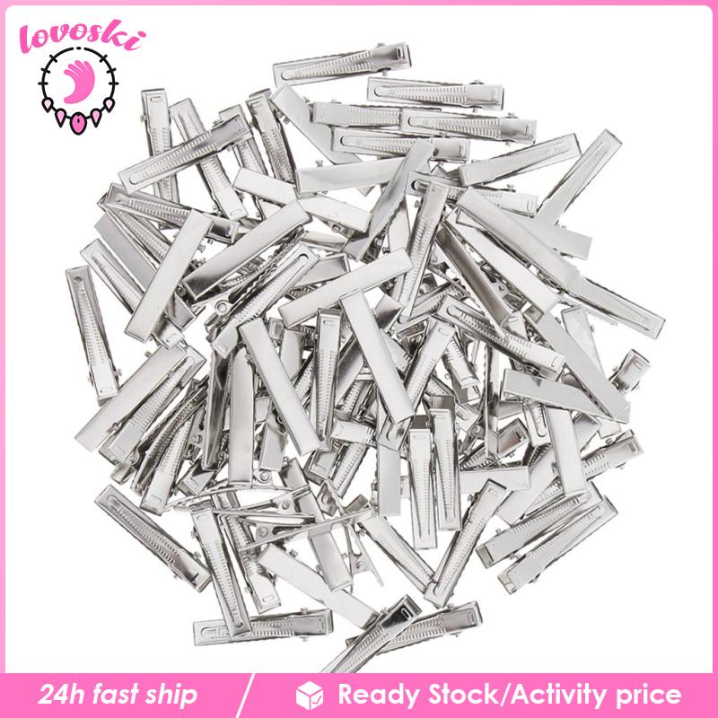 Set 100 Kẹp Tóc Cá Sấu Hình Vuông diy Bằng Kim Loại Cho Bé Gái