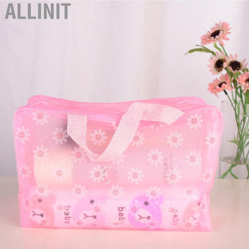 Allinit Cosmetic Bag PVC Transparent Zippered Toiletry Carry Pouch for Bath Supplies