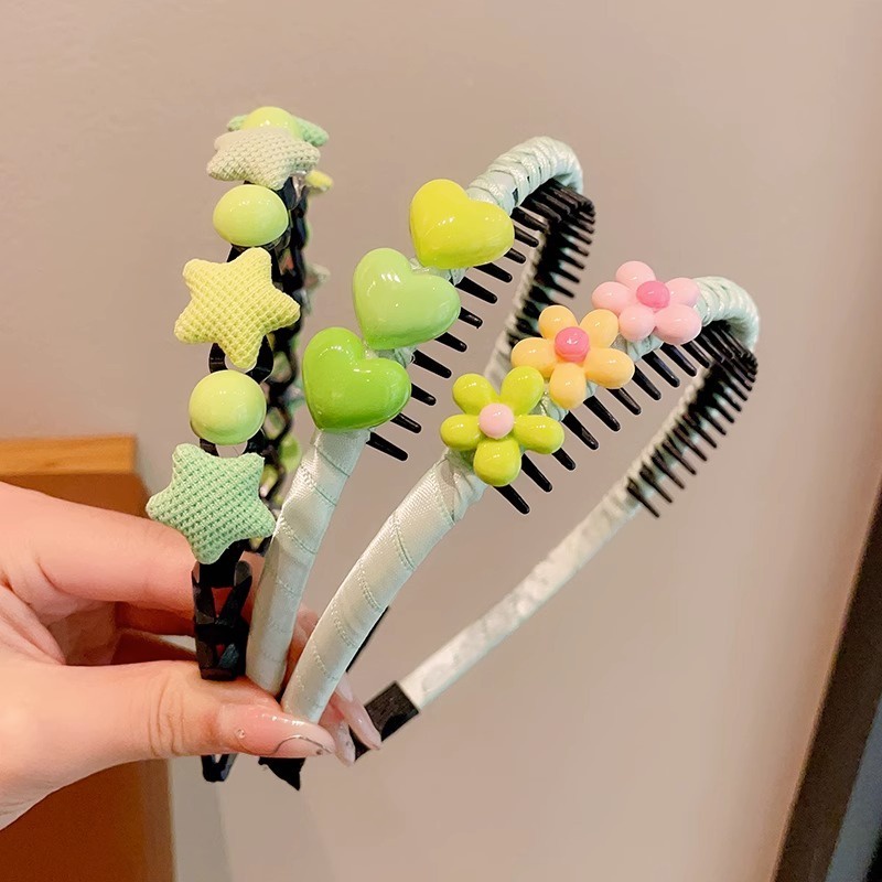 Băng Đô Cài Tóc Kèm Răng Chống Trượt Kiểu Hoạt Hình Dễ Thương Cho Bé Gái