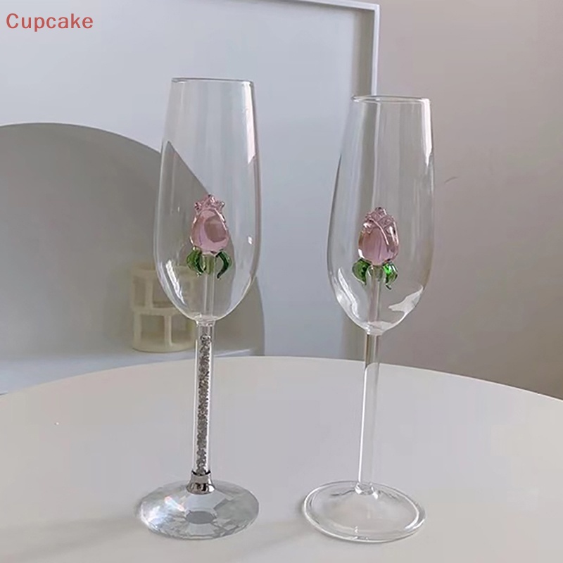 Ly Thủy Tinh Uống Rượu Sâm Panh Màu Hồng 3d Sáng Tạo Làm Quà Tặng erw