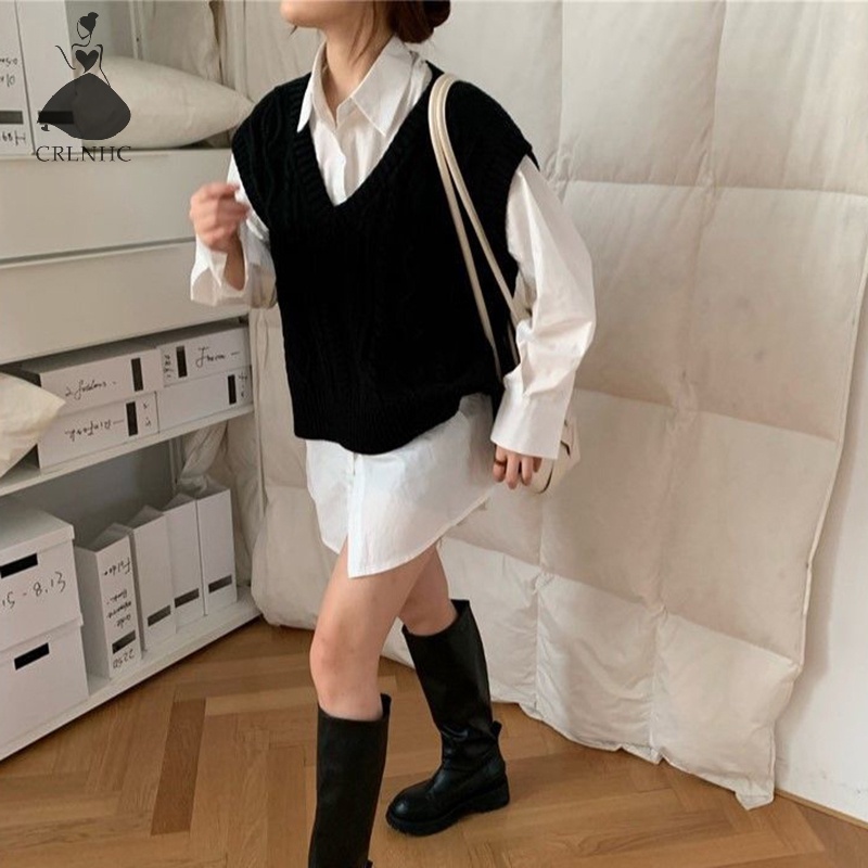 Crlnhc Áo Sơ Mi Dáng Rộng Phong Cách vintage Đơn Giản Thời Trang Mùa Xuân Dành Cho Nữ vn