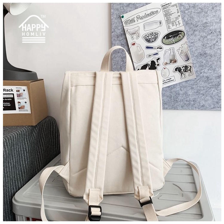 HAPPY HOMLIV Balo nữ đi học Ba Lô Vải canvas Đựng Máy Tính 13 14 inch 15 inch Balo đi học Nam Nữ Balo basic