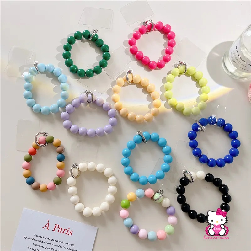 Macaron Vòng Đeo Tay Treo Điện Thoại Màu Kẹo Ngọt Họa Tiết Gấu 3d Dễ Thương Chống Mất