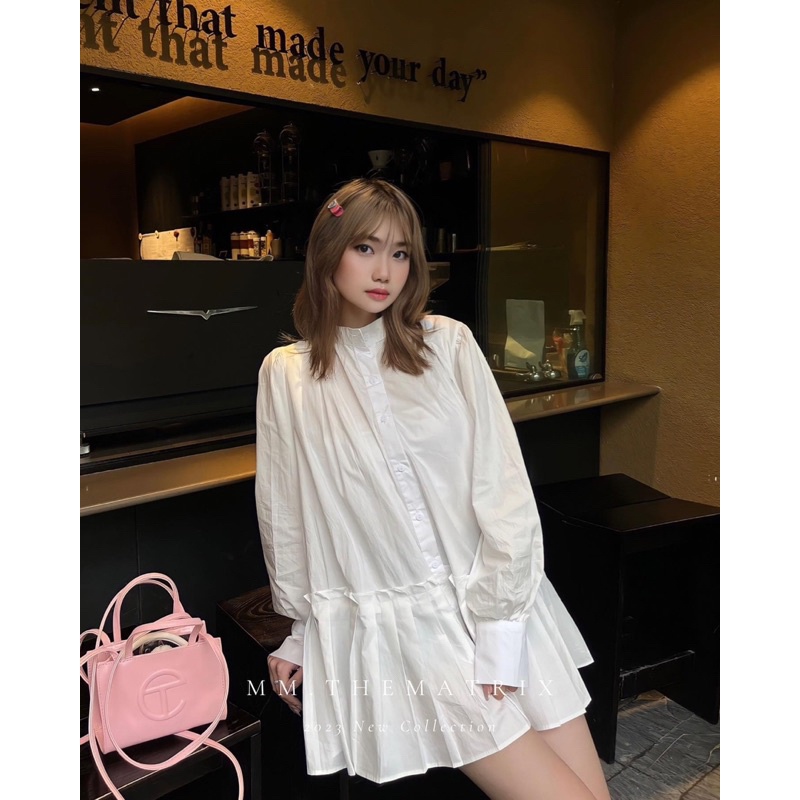 Váy Sơmi Thô Cổ Tàu Xếp Ly Dáng Babydoll Kèm Ảnh Thật Và Video Erashop