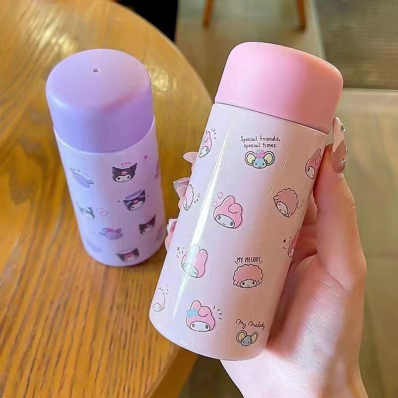 Sanrio Bình Nước Giữ Nhiệt mini Bằng Thép Không Gỉ Họa Tiết melody cinnamoroll Dễ Thương Trọng Lượng Nhẹ