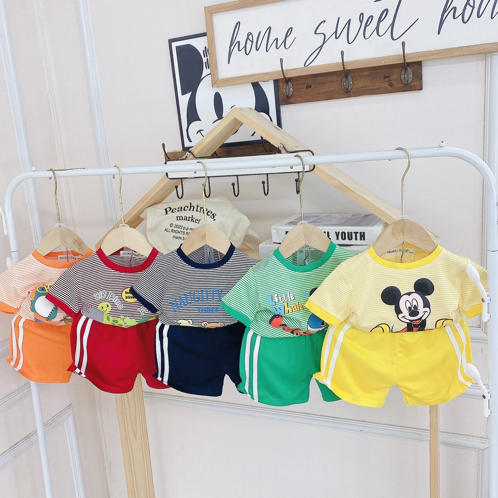 Đồ bộ thun lạnh cho bé trai bé gái , vải mềm mát thoáng khí, in hình dễ thương cho bé mặc nhà, bé mặc đi học.