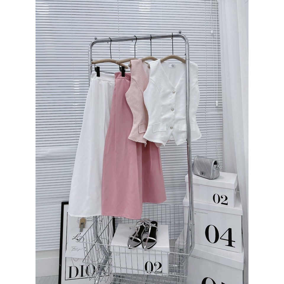 Set áo dạ peplum 2 túi +chân váy midi