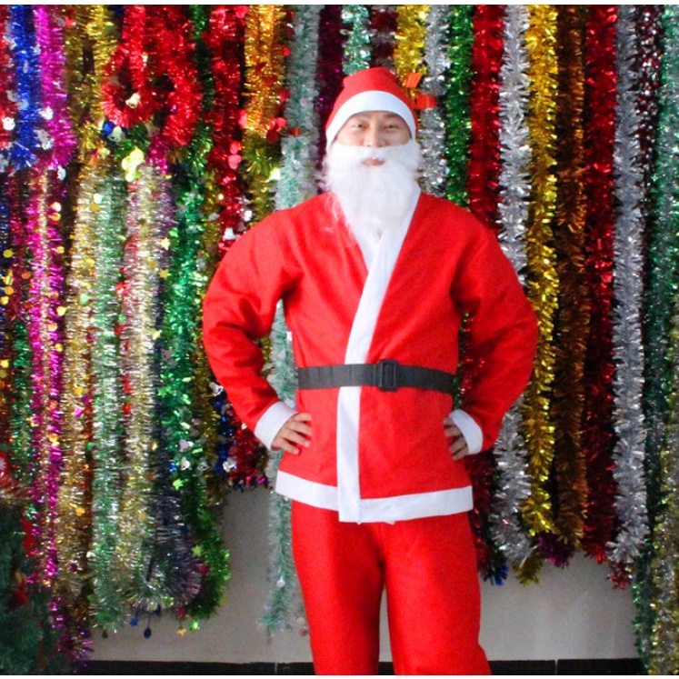 Bộ Quần Áo N17 Ông Già Noel Đầy Đủ Phụ Kiện Râu Nón Thắt Lưng Trang Trí Noel