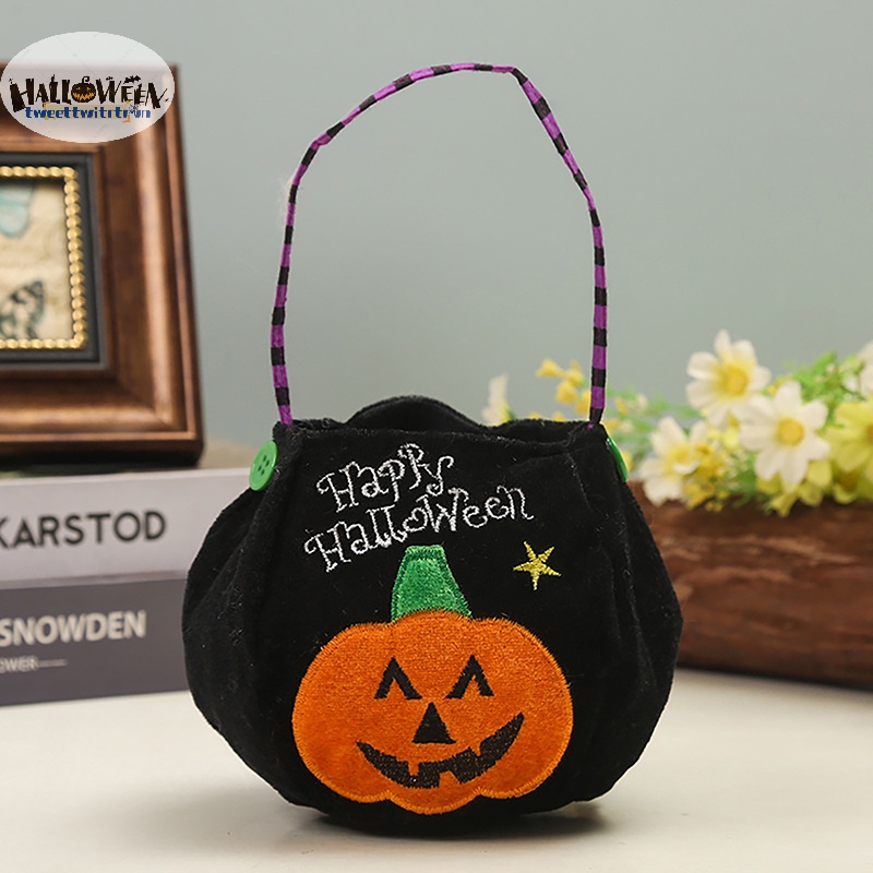 Túi Đựng Kẹo halloween 2023 Hình Bí Ngô / Mèo Đen / Phù Thủy Cho Bé
