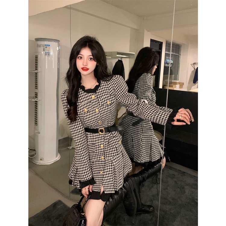 Plus Đầm Ngắn Dáng Ôm Phong Cách Pháp Thời Trang Mùa Thu Cho Nữ