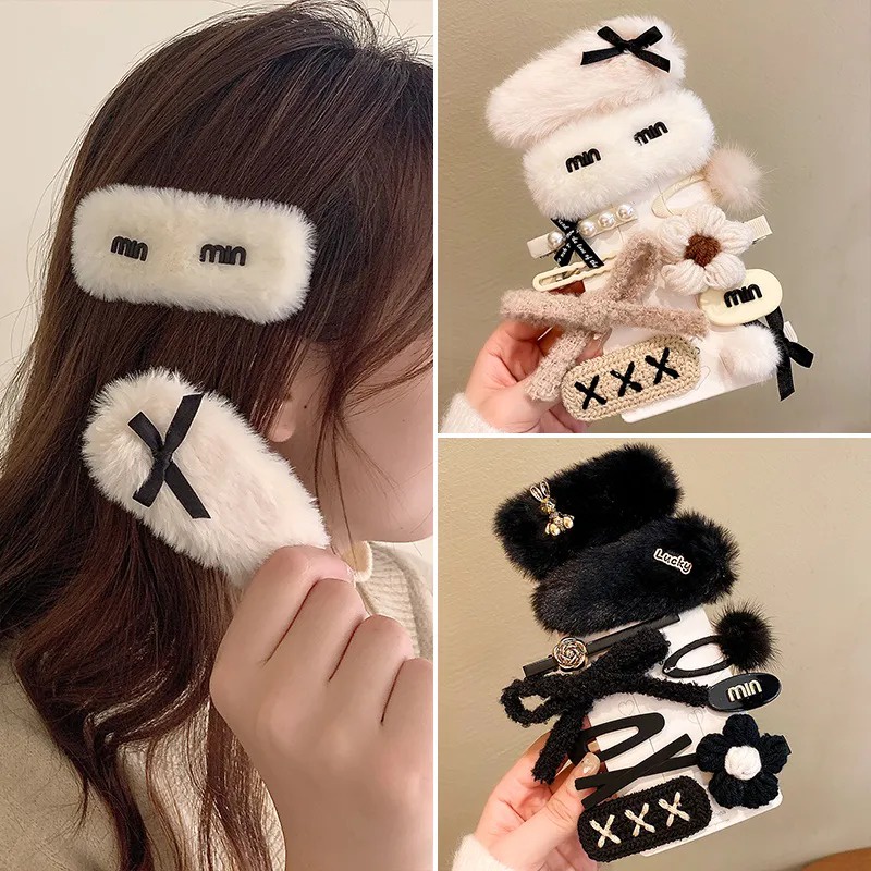 Kẹp Tóc Vải Lông Nhung Nhiều Màu Sắc Thời Trang Thu Đông Dành Cho Nữ