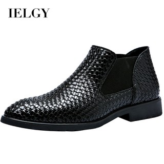 Ielgy giày bốt da đan tay thời trang cá tính cho nam chelsea
