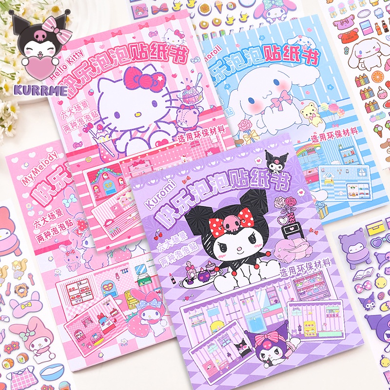 Sanrio Bộ 6 Miếng Dán 3d Không Cắt Hình Thỏ kuromi melody Dễ Thương