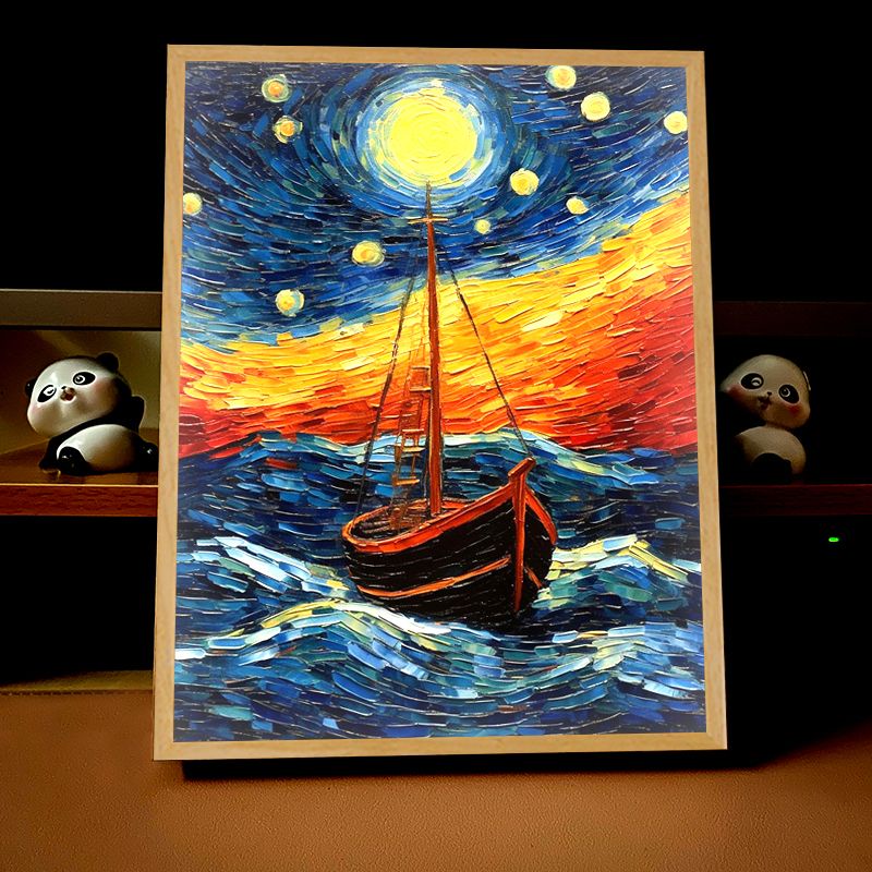 Tranh Sơn Dầu van gogh Phát Sáng Trong Đêm Dùng Để Trang Trí Phòng Khách