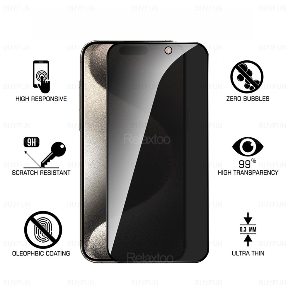 2Pcs Privacy Tempered Glass For iPhone 15 Pro Max Anti-Spy Screen Protector iPhone15 Plus iPhone15Pro 15Pro 15Plus ProMax Glass