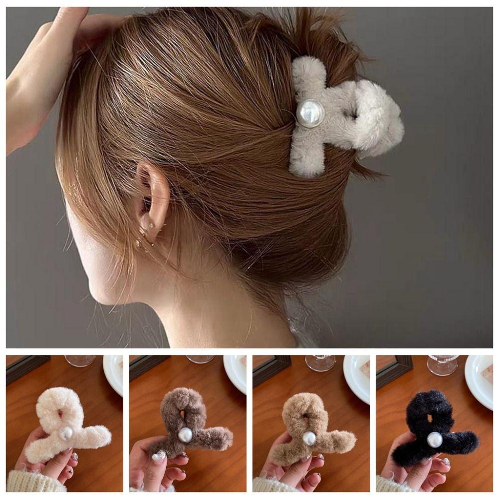 Dalton Kẹp Tóc Bằng acrylic Lông Thỏ Giả Chéo Kích Thước Trung Bình Phong Cách Hàn Quốc Thanh Lịch Mùa Đông
