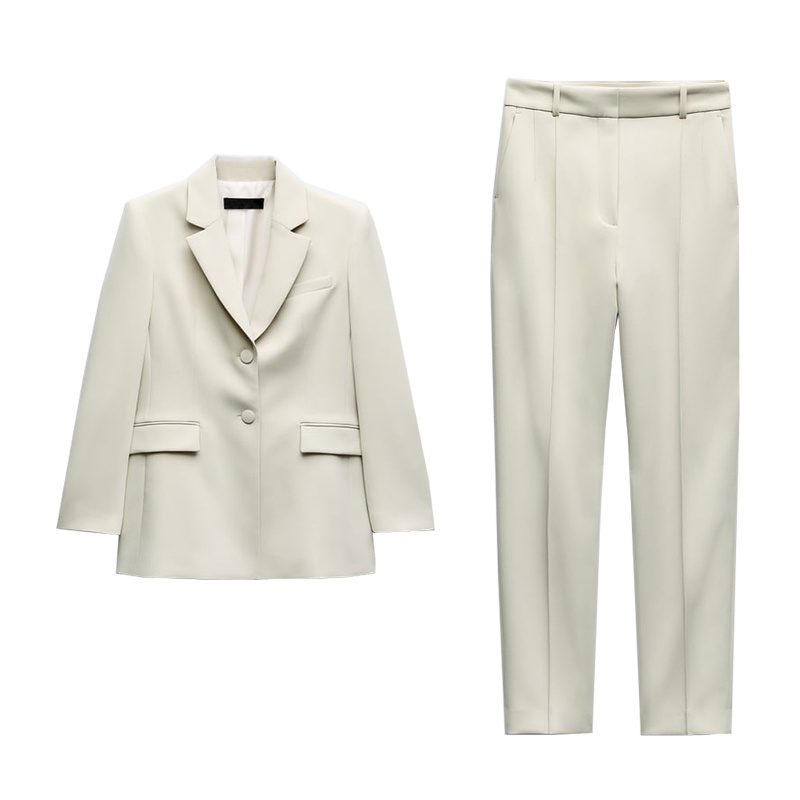Zara Bộ Áo Khoác blazer + Quần Dài Lưng Cao Thời Trang Mùa Thu Thanh Lịch8375701 8373683