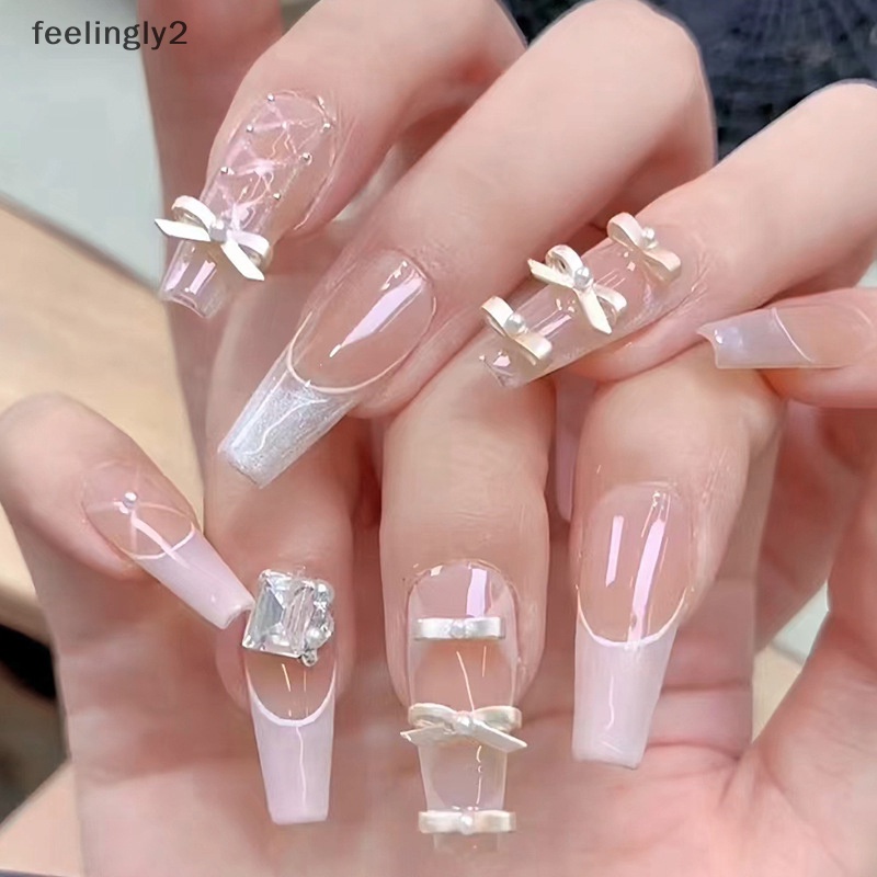 Set 10 Phụ Kiện Trang Trí Móng Tay Nghệ Thuật Hình Nơ Múa Ba Lê Bằng Hợp Kim