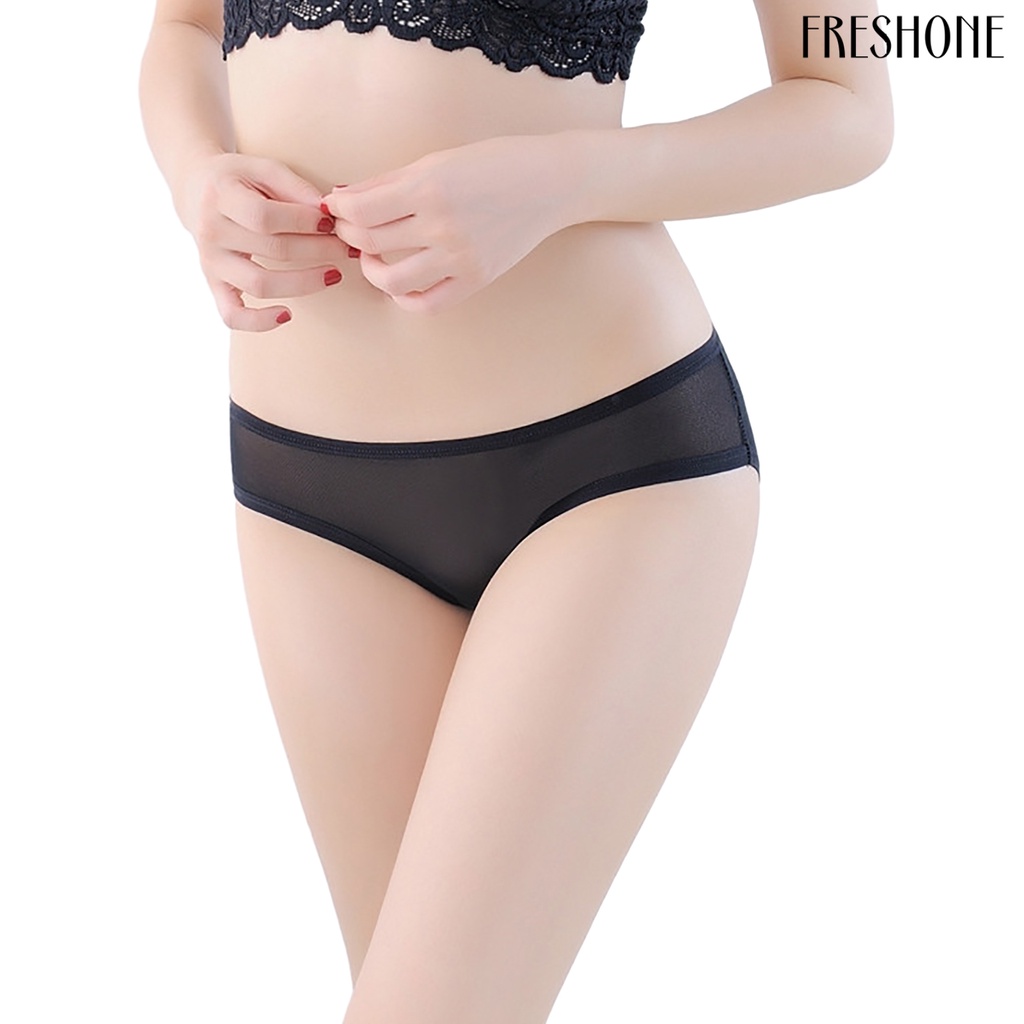 Quần Lót Lưới Siêu Mỏng Xuyên Thấu Màu Trơn Thoáng Khí Lưng Thấp Mặc Hàng Ngày Cho Nữ