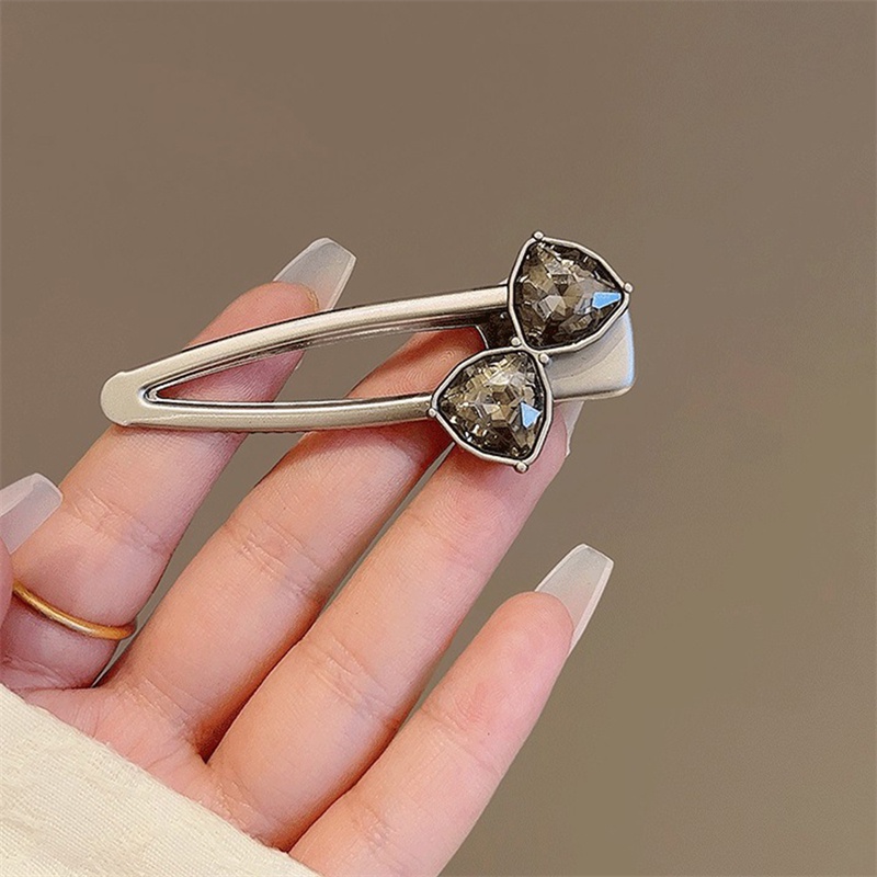 Kẹp Tóc Kim Loại Màu Bạc Sáng Hình Kim Cương / Trái Tim / Gợn Sóng Cho Nữ