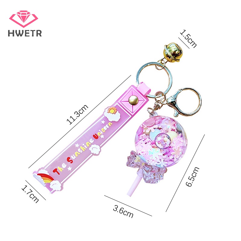 Hwetr Móc Khóa acrylic Hình Kẹo Mút Phối Cát Lún Nước Lấp Lánh Thời Trang Mùa Hè Cho Nữ Mới