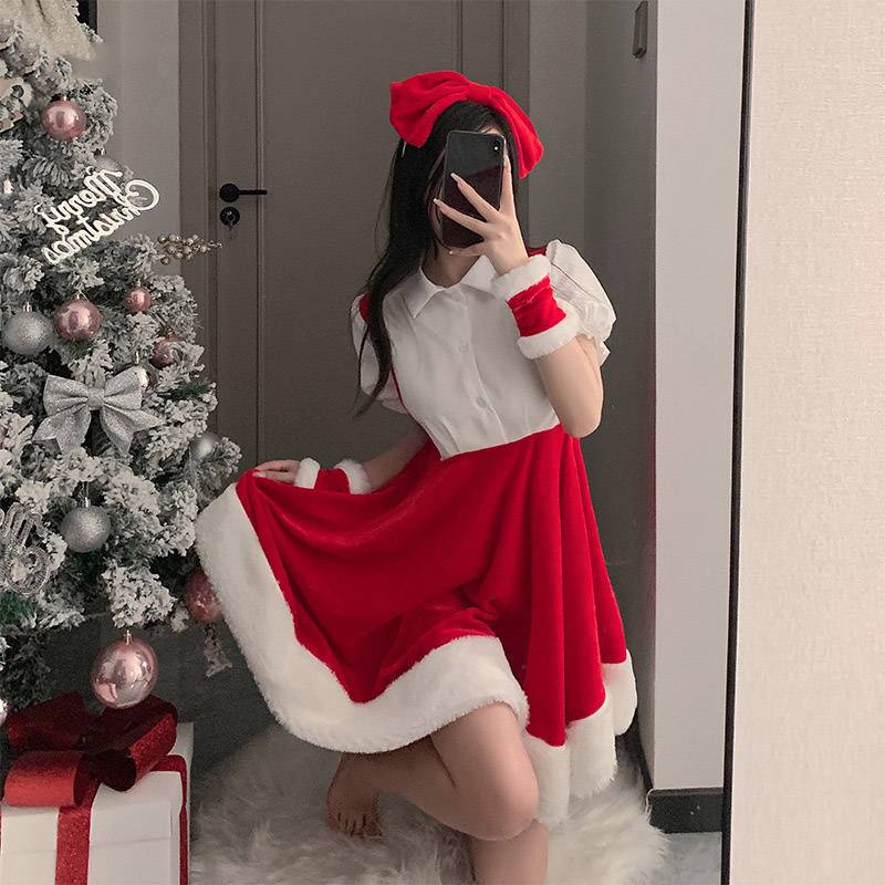 Đồ ngủ Lông Nhung Hóa Trang Giáng Sinh Dễ Thương Cho Nữ