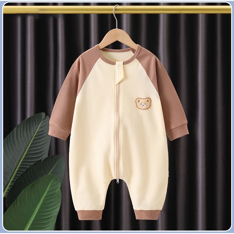 Bodysuit Tay Dài Có Khóa Kéo LOTUKA Cho Bé Trai Bé Gái, Body Thu Đông Cho Bé, Bộ Liền Thân Cotton Size 3-12kg