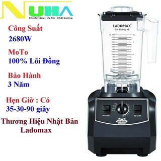 Máy xay sinh tố Công Nghiệp Ladomax 2680W xay đá tuyết, hạt khô, rau má...moto đồng, có hẹn giờ, bảo hành 3 năm