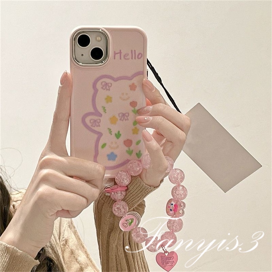 Ôp Điện Thoại Hình Gấu Hồng Dễ Thương Cho iphone 15 14 13 12 11 pro max x xr xs max 8 7 6 6s plus se 2020 Ốp