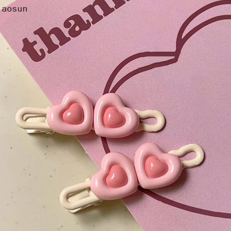 Kẹp Tóc Hình Trái Tim Màu Hồng Mới Cho Nữ