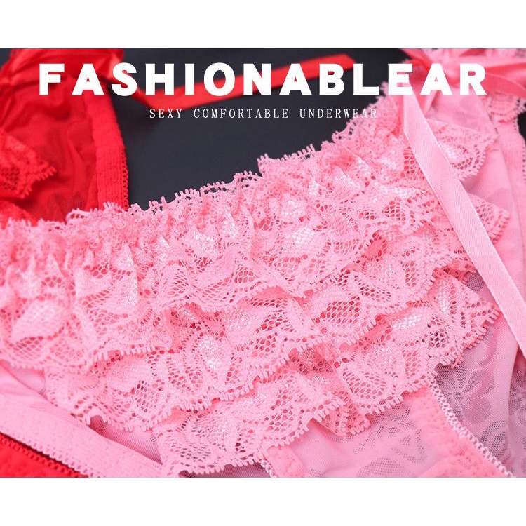 Quần Lót cotton Lưng Thấp Phối Ren Đính Nơ Quyến Rũ Phong Cách Nhật Bản