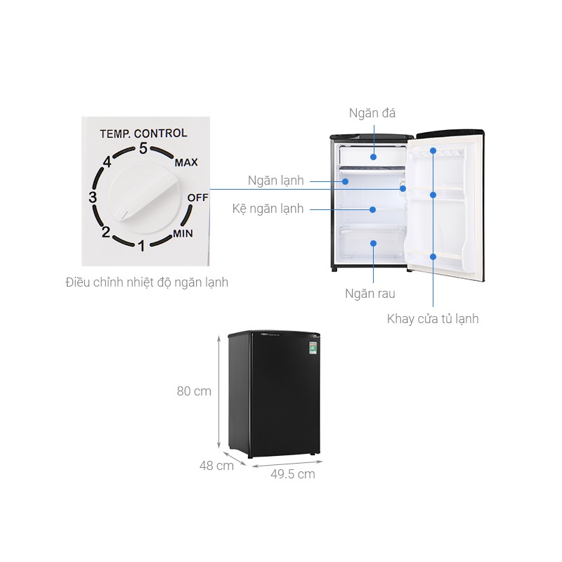 Tủ lạnh Aqua 90 lít AQR-D99FA 2020