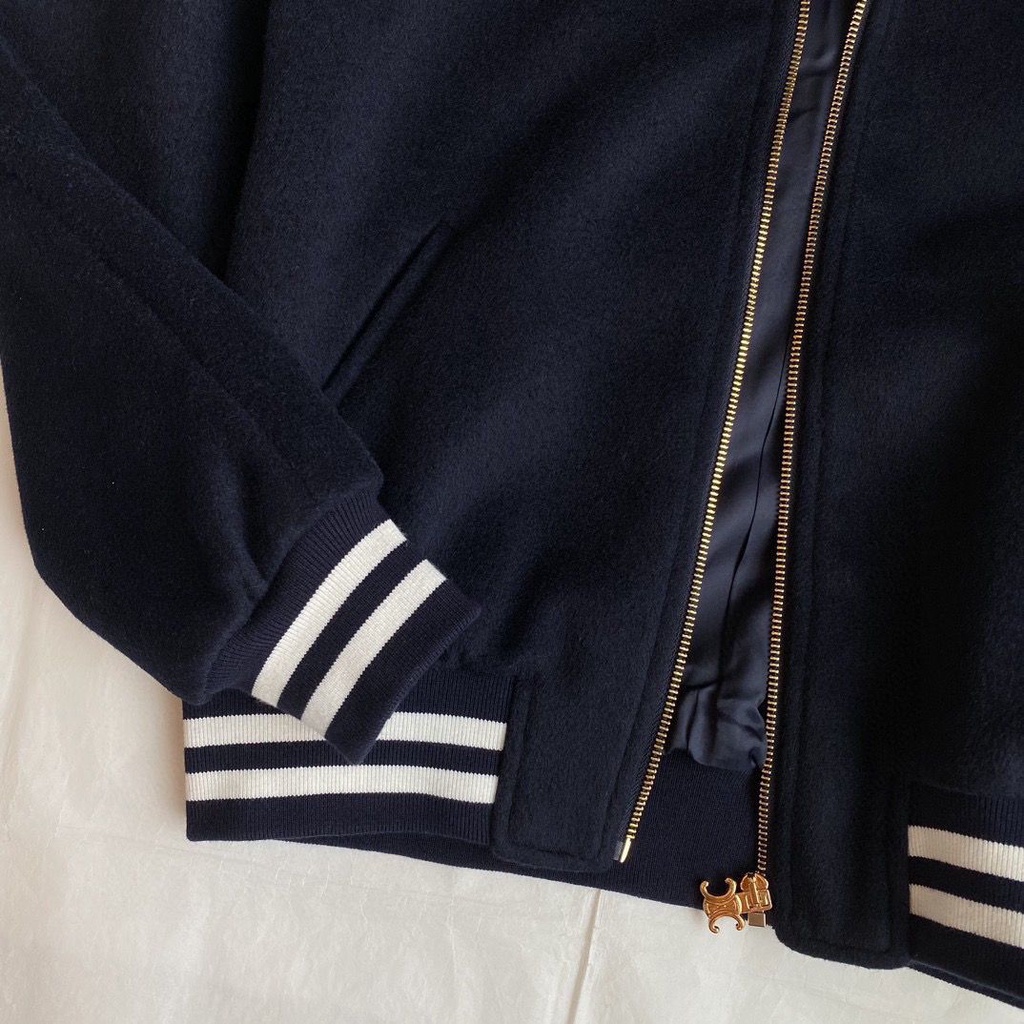 CE 2023 autumn embroidered logo casual hooded coat contrast color ribbon hooded coat baseball coat