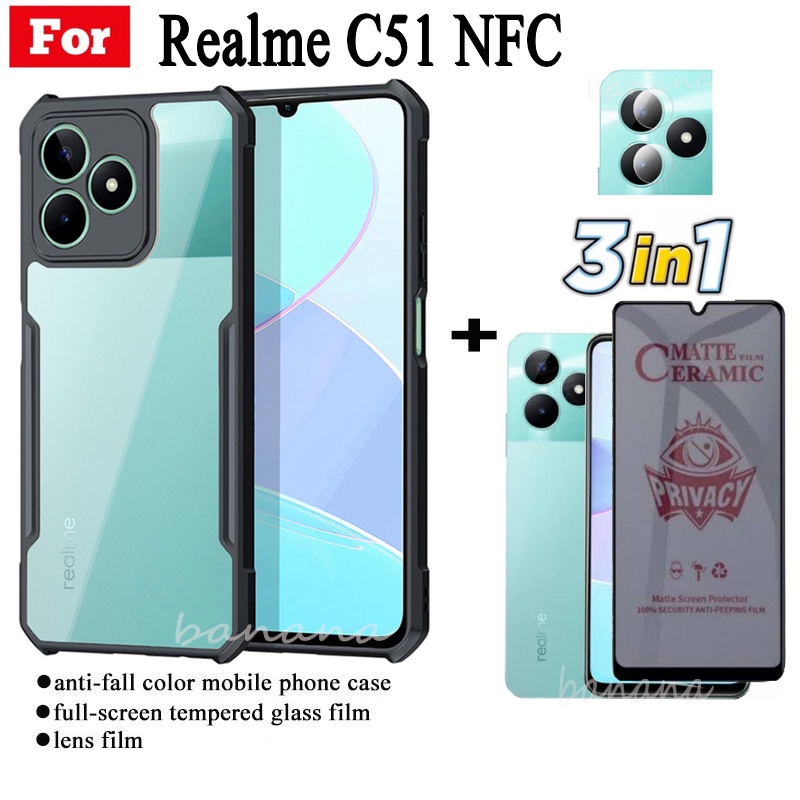 Ốp Điện Thoại Mềm Chống Sốc 3 Trong 1 Cho realme c51 c51 c53 c55 c30s c33 c35 c21y c25y c11 c12 Kính