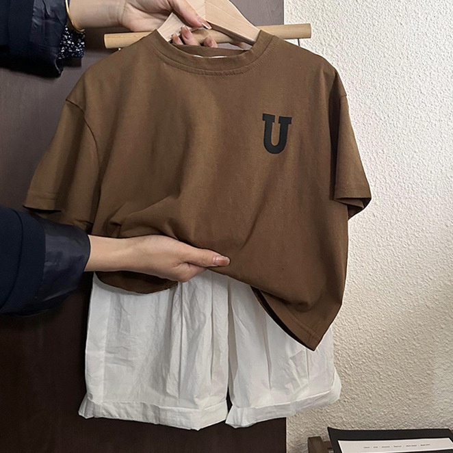 Áo Thun cotton Ngắn Tay Dáng Rộng In Chữ Thời Trang Mùa Hè Cho Bé Trai