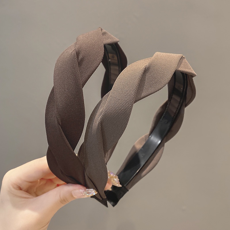 Băng Đô Cài Tóc Bện Màu Cà Phê Phong Cách Mới Cho Nữ