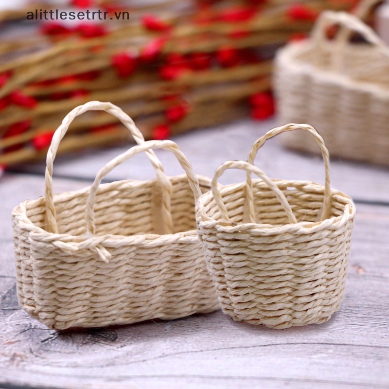 Alittlesetrtr Giỏ Đựng Hoa / Trái Cây / Rau Củ Quả Mini Khung Dệt Di Động Trang Trí Nhà Búp Bê vn