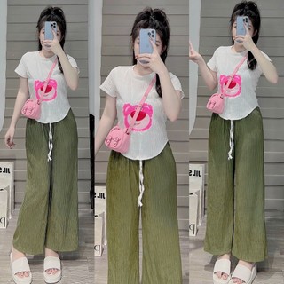 Set đồ bộ quần dài ống rộng (Gugumi đồ bộ nữ, đồ ngủ nữ,đồ mặc nhà,đồ bộ thun gân nữ)