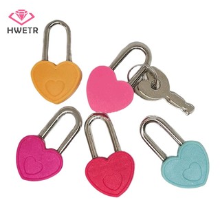 Ổ khóa mini HWETR kiểu trái tim bằng nhựa có 2 chìa khóa tiện dụng cho vali/ trang sức/ nhật ký