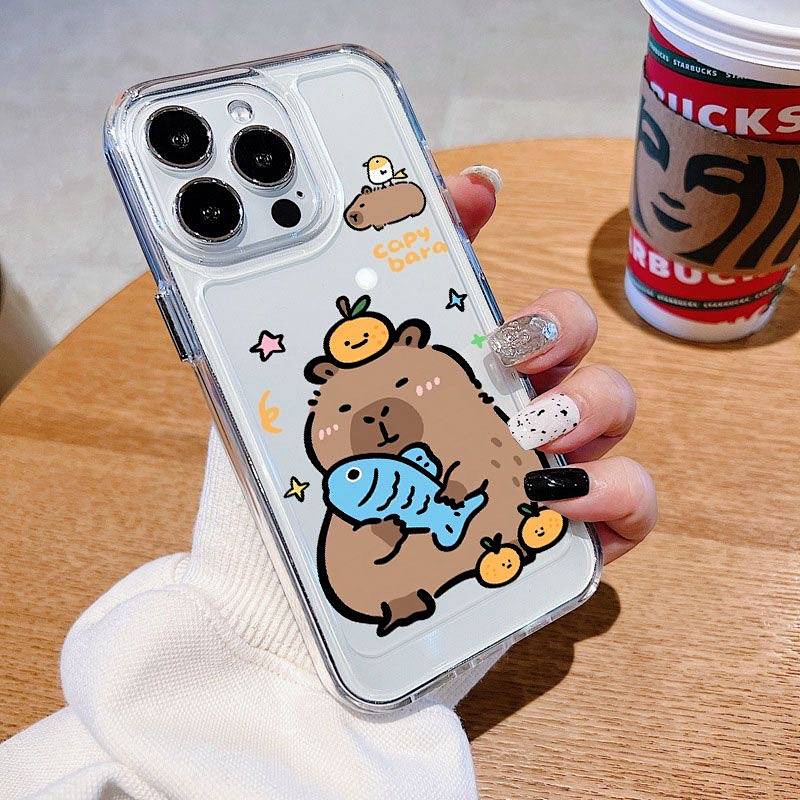Creative Funny Capybara Apple 14promax Phone Case Iphone15pro Transparent 13 Color Value 12/11 Niche 9KyN