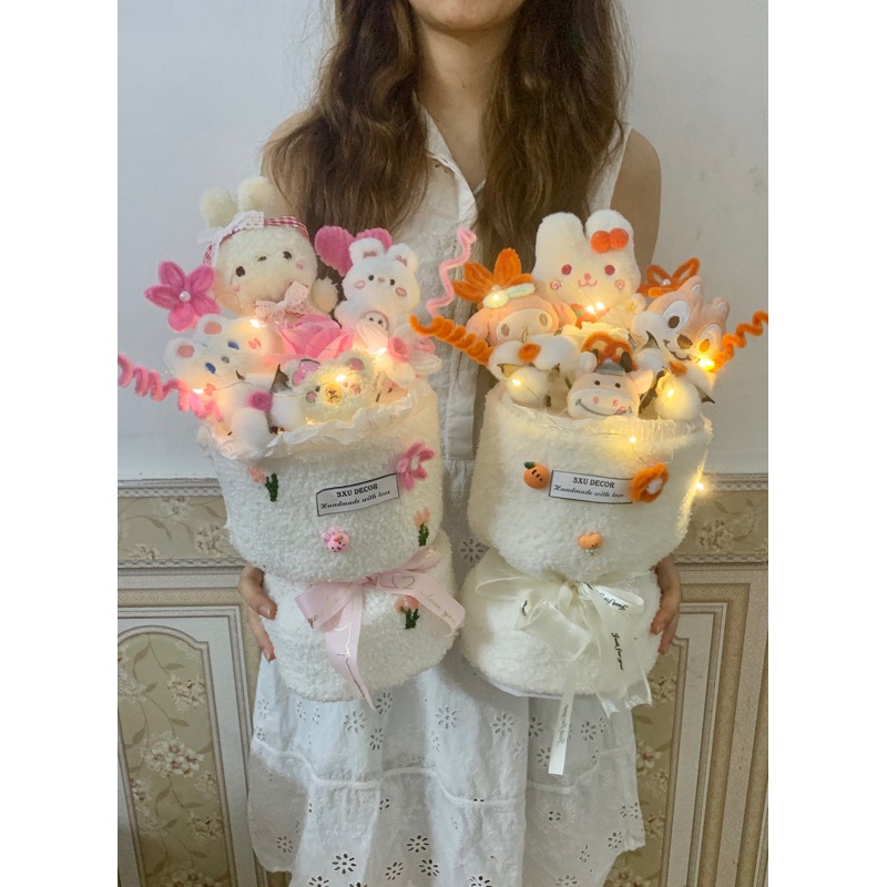 Bó hoa gấu bông làm quà tặng người yêu, quà sinh Nhật,