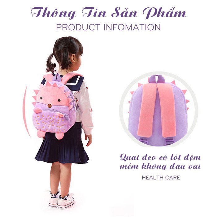Balo mầm non KAKOO cho bé, balo trẻ em mẫu giáo chất liệu nhung nhiều nhân vật hoạt hình ngộ nghĩnh