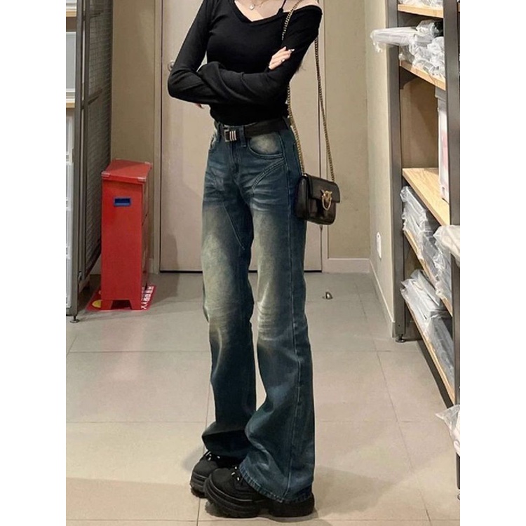 Lemon studio Quần jeans Chanh Lưng Thấp Dáng Ôm Phong Cách vintage Thời Trang Mùa Thu Dành Cho Nữ wd0273