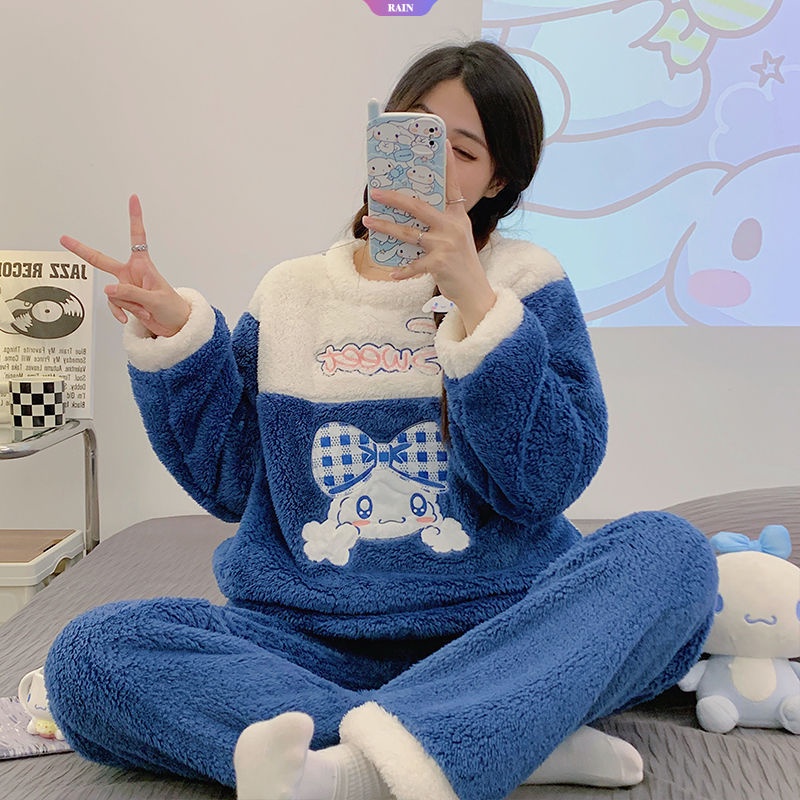 Bộ Đồ Ngủ Lông Cừu San Hô Dày Dặn Ấm Áp Thêu Hình doraemon Cho Nữ