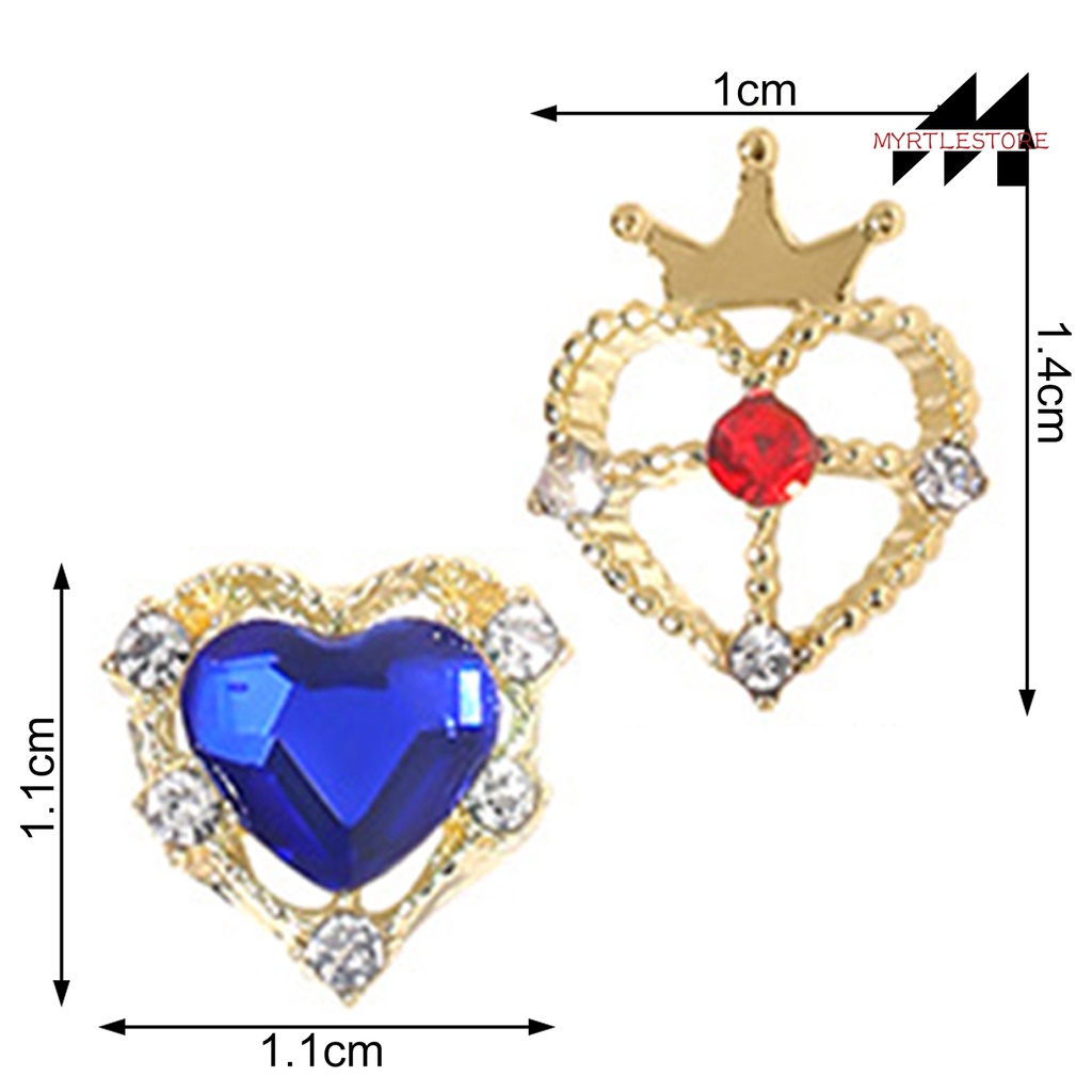 Set 10 Phụ Kiện Trang Trí Móng Tay 3d diy Hình Vương Miện / Trái Tim