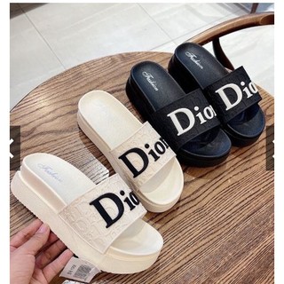 Dép quai ngang nữ dép độn đế cao 5p dior đi biển đi chơi