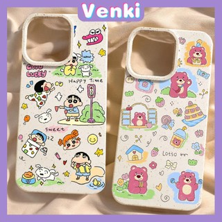 VENKI - Dành cho iPhone 15 Pro max Ốp màu trắng có thể phân hủy thân thiện với môi trường Chống sốc hoạt hình dễ thương Gấu hồng trẻ em Tương thích với iPhone 14 Pro max 13 Pro max 12 11Pro Max XR XS 7 8Plus