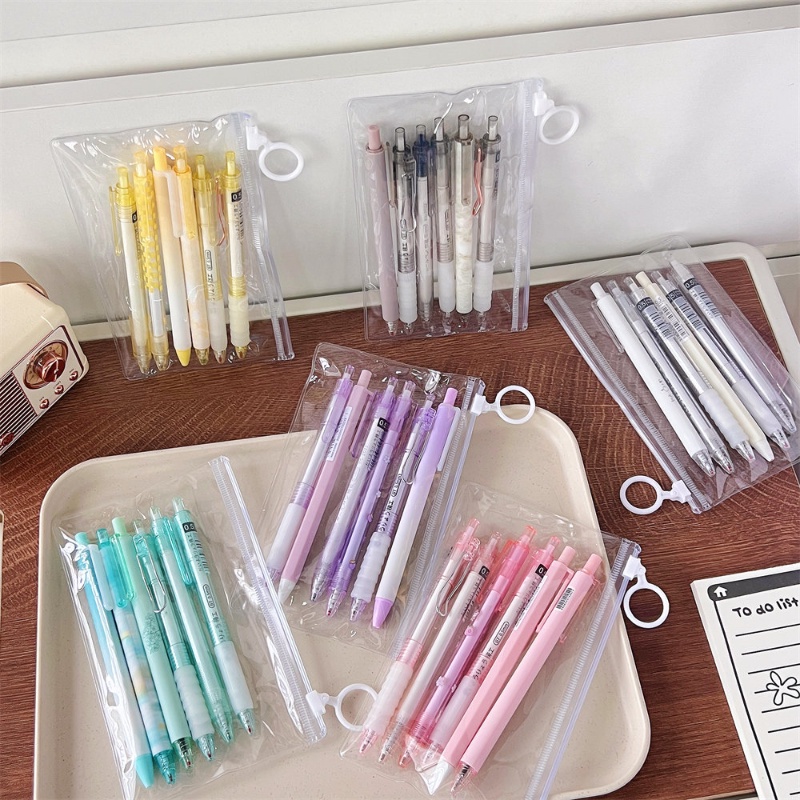 Set 6 Bút Bi Ngòi 0.5mm Mực Đen Nhanh Khô