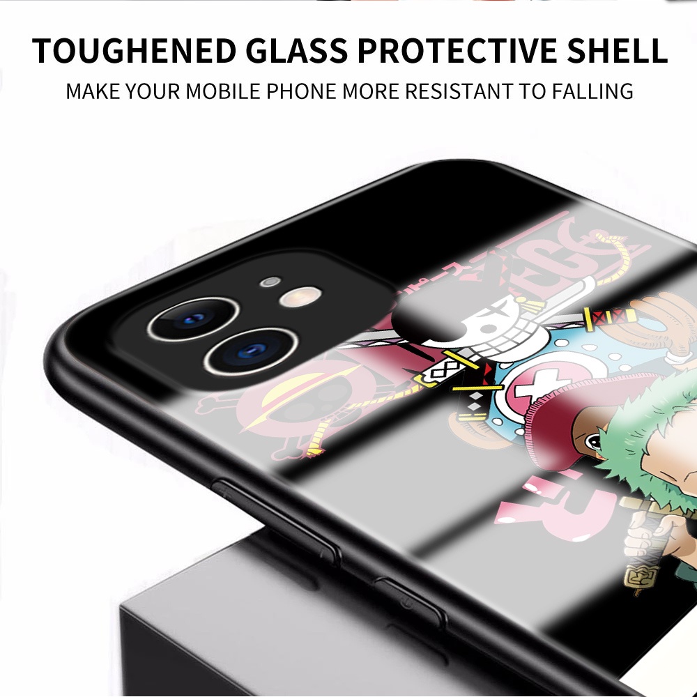 Ốp Điện Thoại Kính Cường Lực Bóng Cạnh Mềm Chống Sốc In Hình Nhân Vật anime one piece Cho iphone 15 pro max iphone 15 plus
