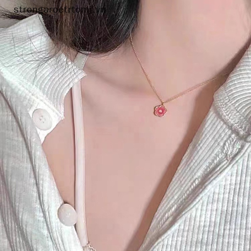 Vòng cổ Mạnh Mẽ Mặt Hoa Đào Màu Hồng Thời Trang Cho Nữ